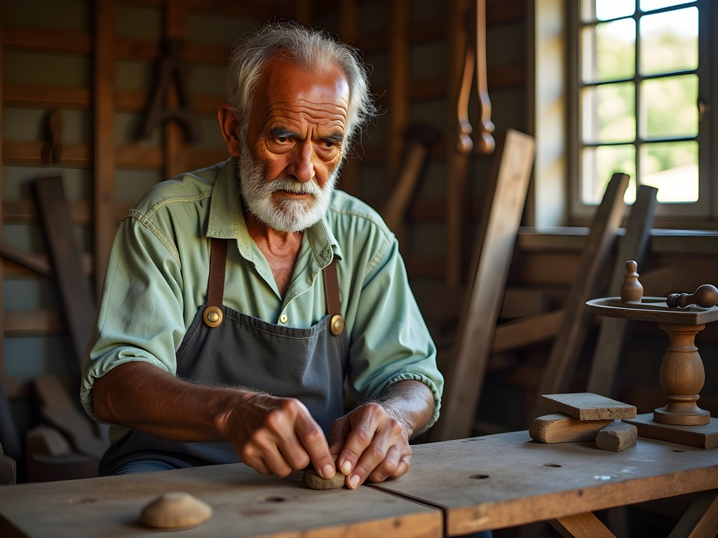 Traditional craftsman demonstrating colonial woodworking techniques in Georgetown workshop