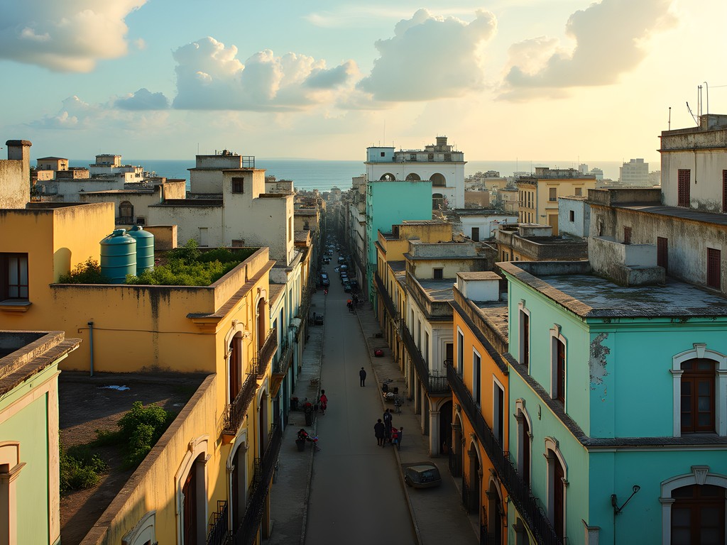 Panoramic rooftop view of Centro Habana showing architectural diversity and daily life