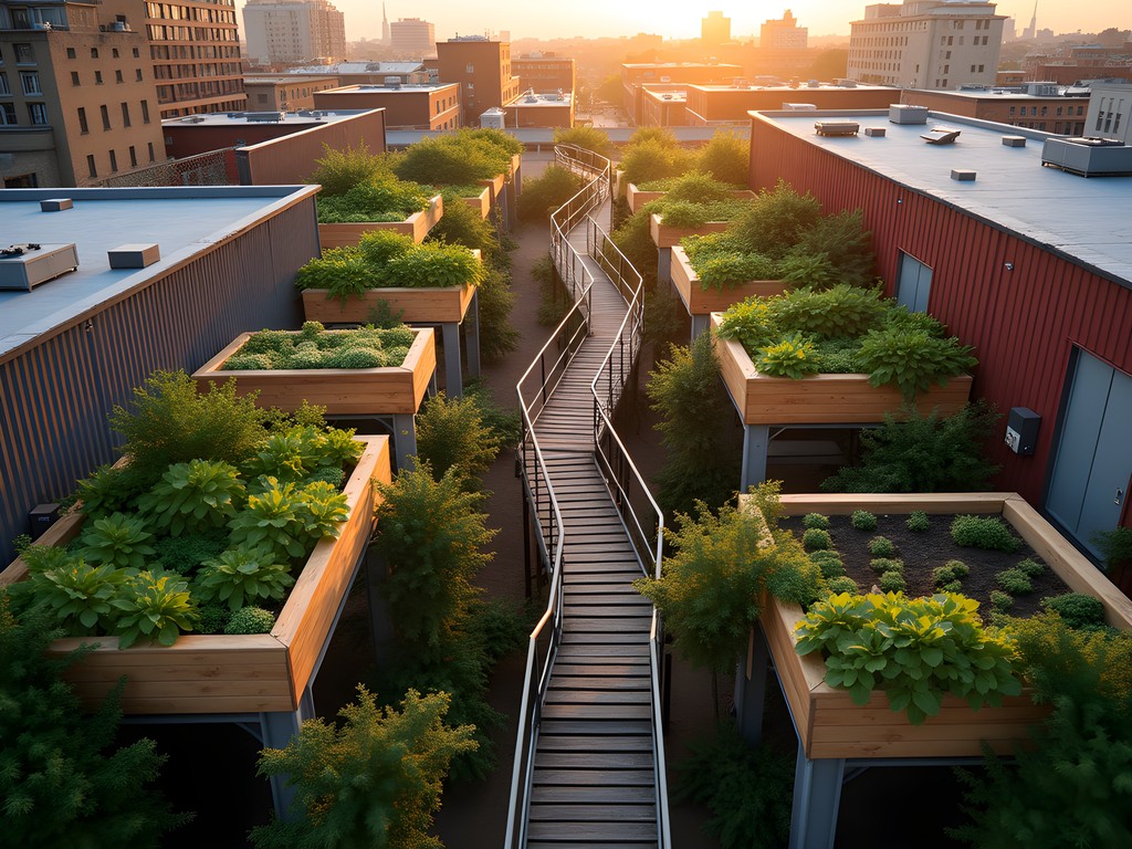 Hidden rooftop garden network in Kansas City Crossroads Arts District