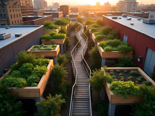 Hidden rooftop garden network in Kansas City Crossroads Arts District