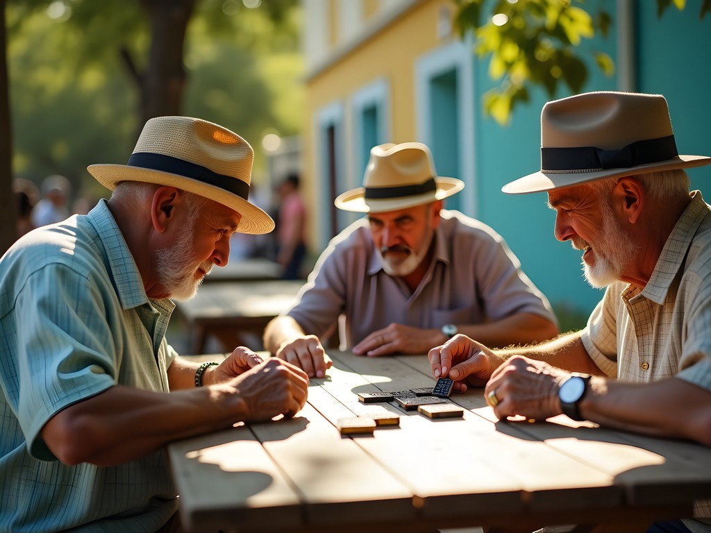 Elderly Cuban men playing dominoes in Máximo Gómez Park, Little Havana, Miami
