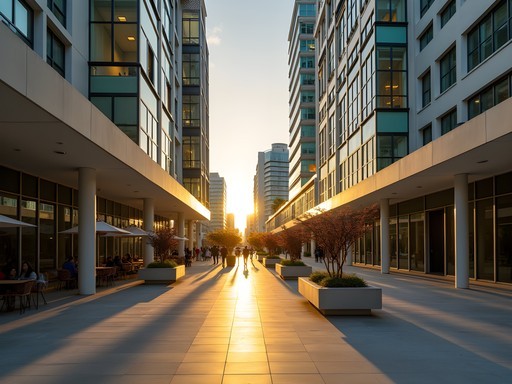 Modern architecture and public art in Miami Design District featuring geometric facades