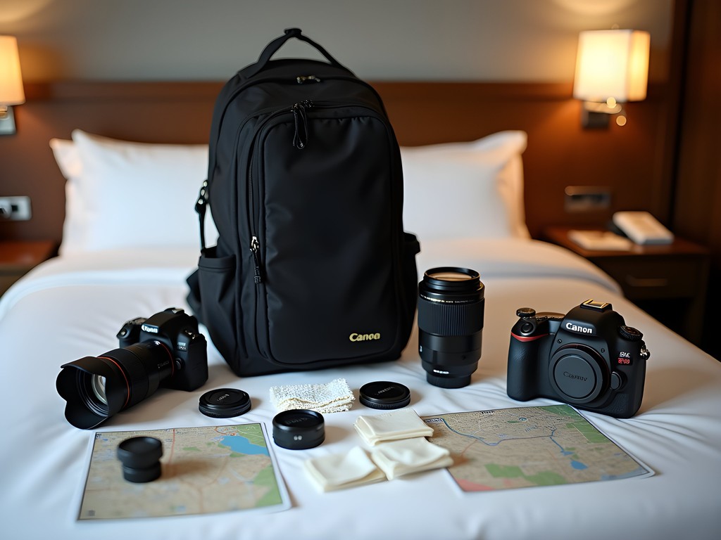 Photography equipment laid out for night photography in Mumbai