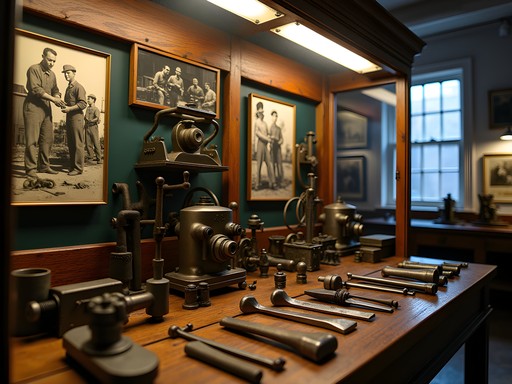 Vintage tools and manufacturing equipment display at New Britain Industrial Museum