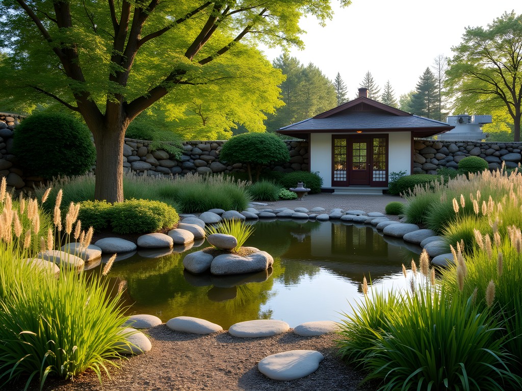 Japanese-inspired tea garden with prairie elements hidden behind Florence Mill
