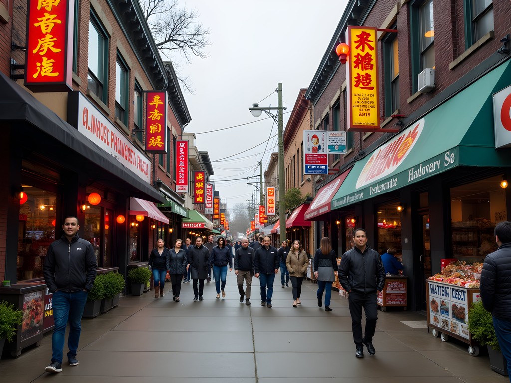 Diverse ethnic shops and restaurants along 82nd Avenue Jade District Portland