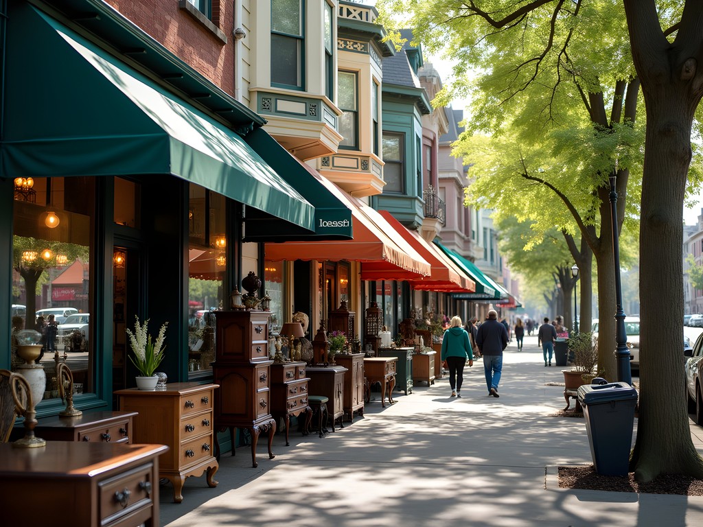 Vintage antique shops along 13th Avenue in Sellwood Portland Oregon