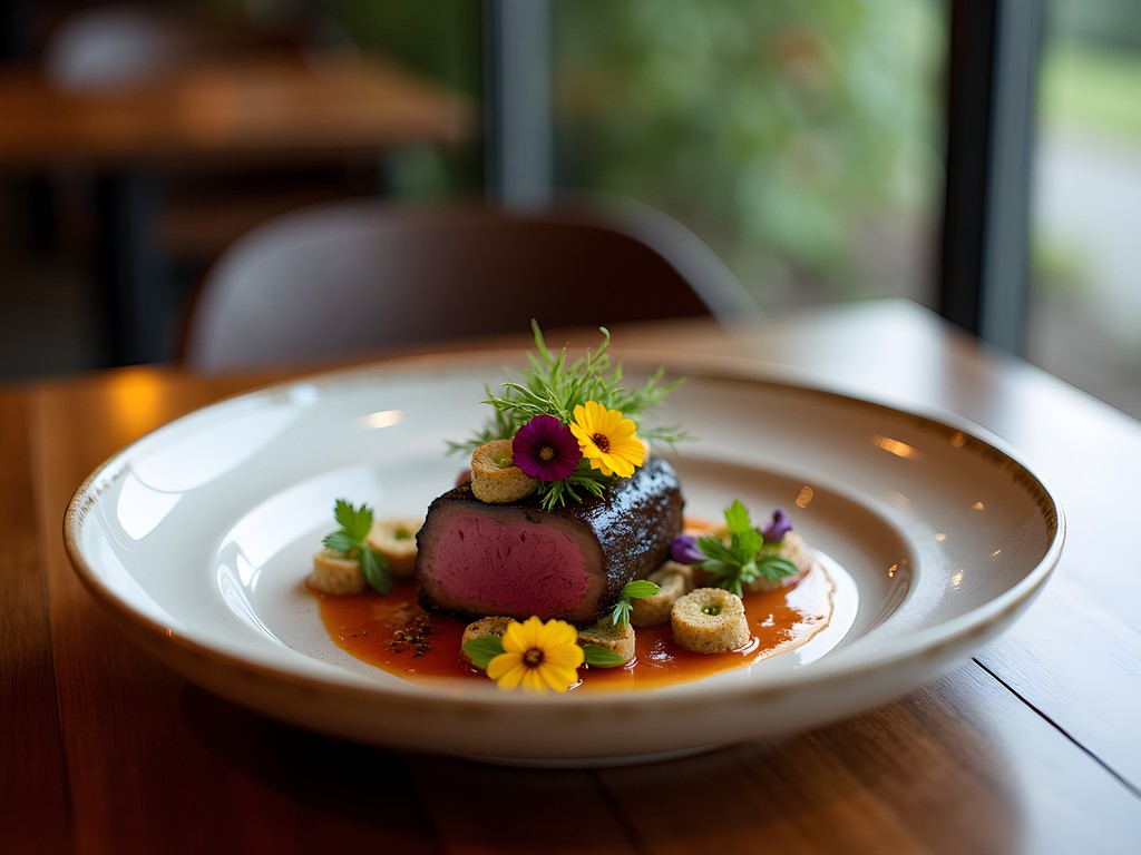 Elegantly plated fusion dish at Atticus Finch restaurant in Rotorua featuring local ingredients