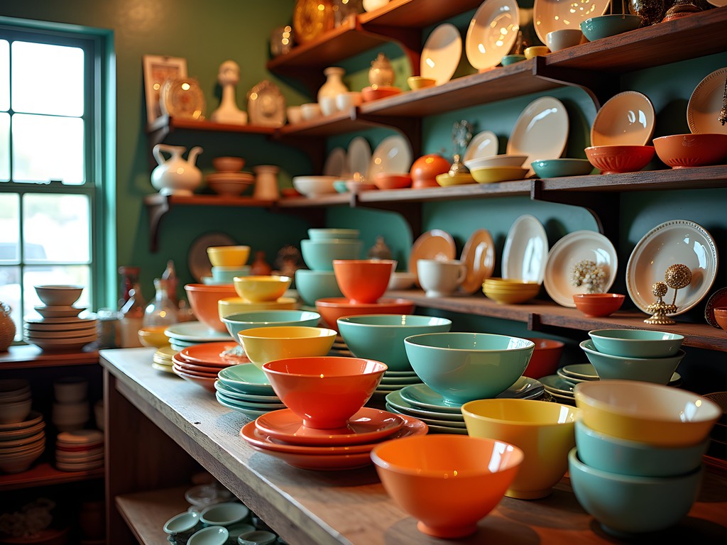 Vintage mid-century housewares and accessories displayed at Shawnee Antique Mall