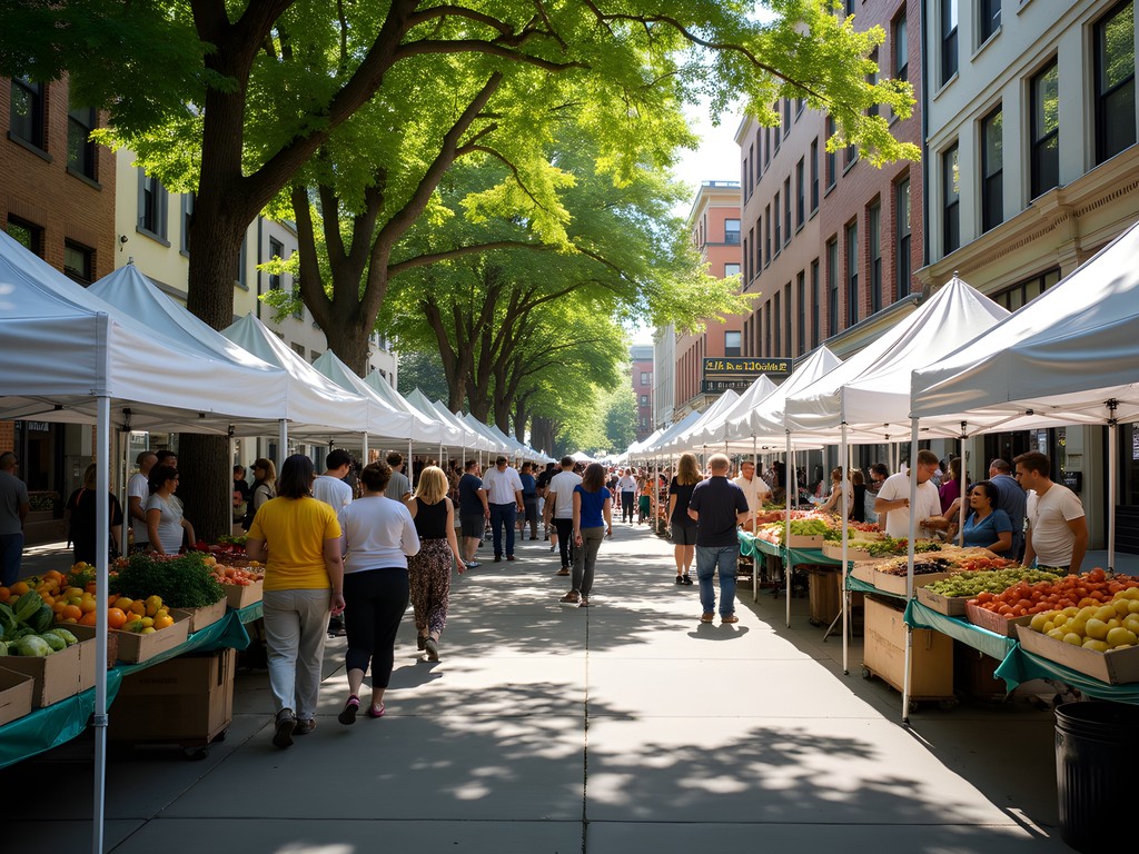 Proctor District farmers market with community gathering and local vendors in Tacoma