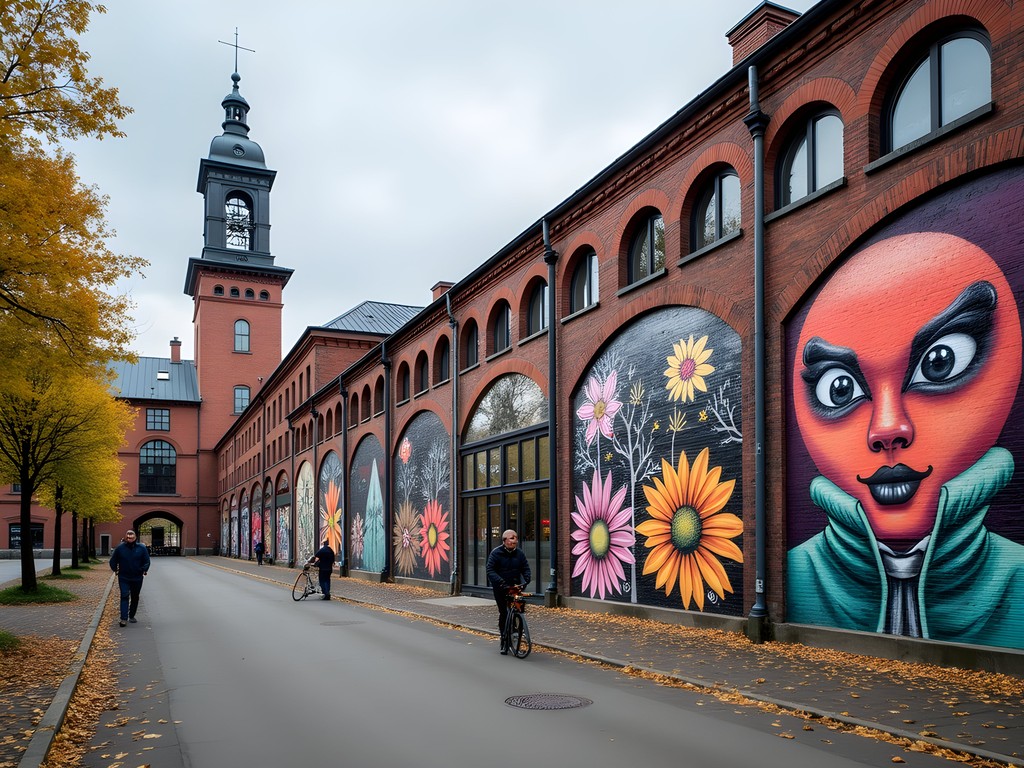 Former industrial area of Hiedanranta undergoing creative transformation with street art and temporary installations