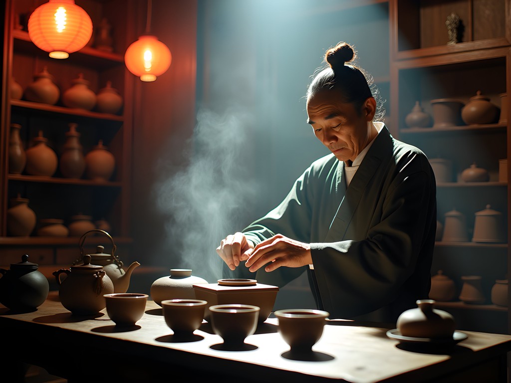 Traditional Chinese tea ceremony in hidden back room of Vancouver Chinatown tea shop